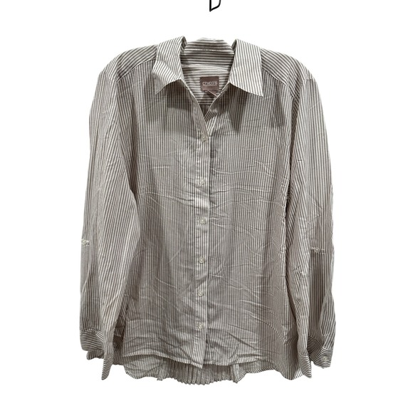 Chico's Tops - Chico's Women's Striped Button Down Long Sleeve Top Tunic‎ Career Casual